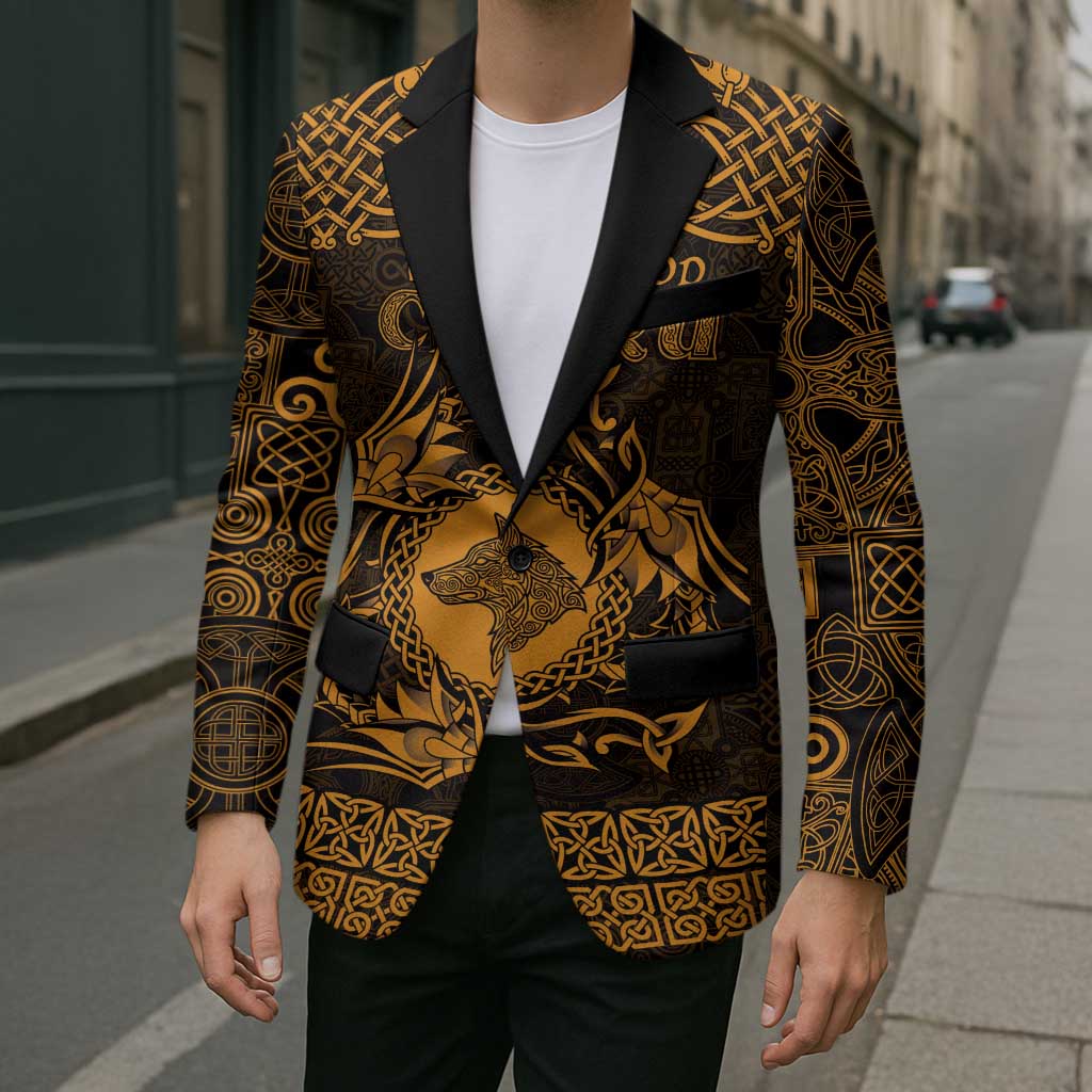 Personalized Merionethshire Meirionnydd Blazer Gold Wolf Celtic-inspired - Wonder Print Shop