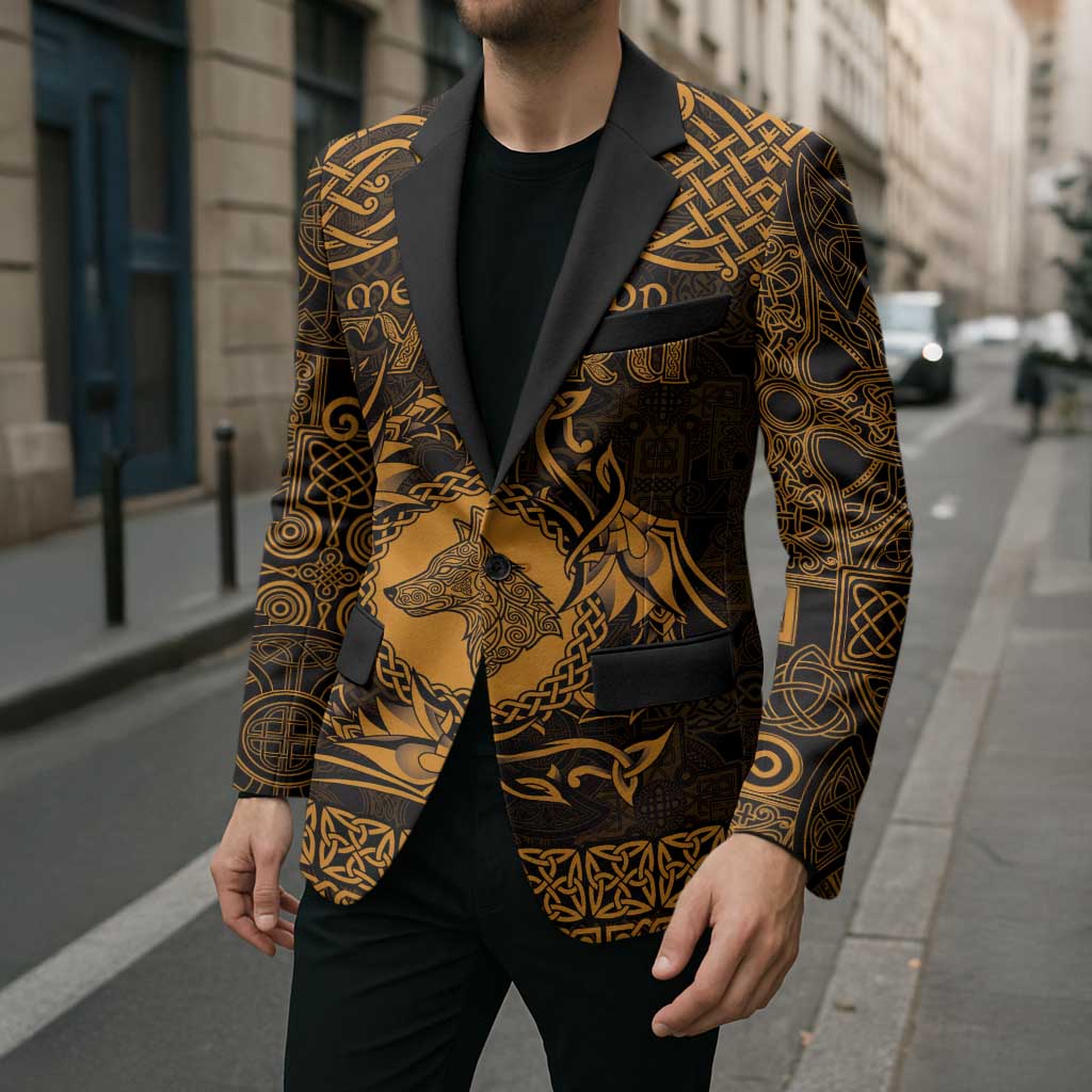 Personalized Merionethshire Meirionnydd Blazer Gold Wolf Celtic-inspired - Wonder Print Shop