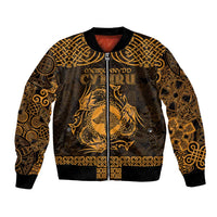 Personalized Merionethshire Meirionnydd Bomber Jacket Gold Wolf Celtic-inspired - Wonder Print Shop