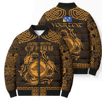 Personalized Merionethshire Meirionnydd Bomber Puffer Jacket Gold Wolf Celtic-inspired - Wonder Print Shop