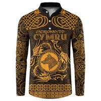 Personalized Merionethshire Meirionnydd Button Sweatshirt Gold Wolf Celtic-inspired - Wonder Print Shop