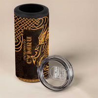 Personalized Merionethshire Meirionnydd 4 in 1 Can Cooler Tumbler Gold Wolf Celtic-inspired - Wonder Print Shop