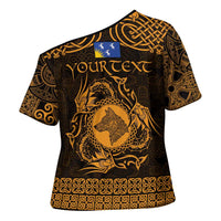 Personalized Merionethshire Meirionnydd Cross Shoulder Shirt Gold Wolf Celtic-inspired - Wonder Print Shop