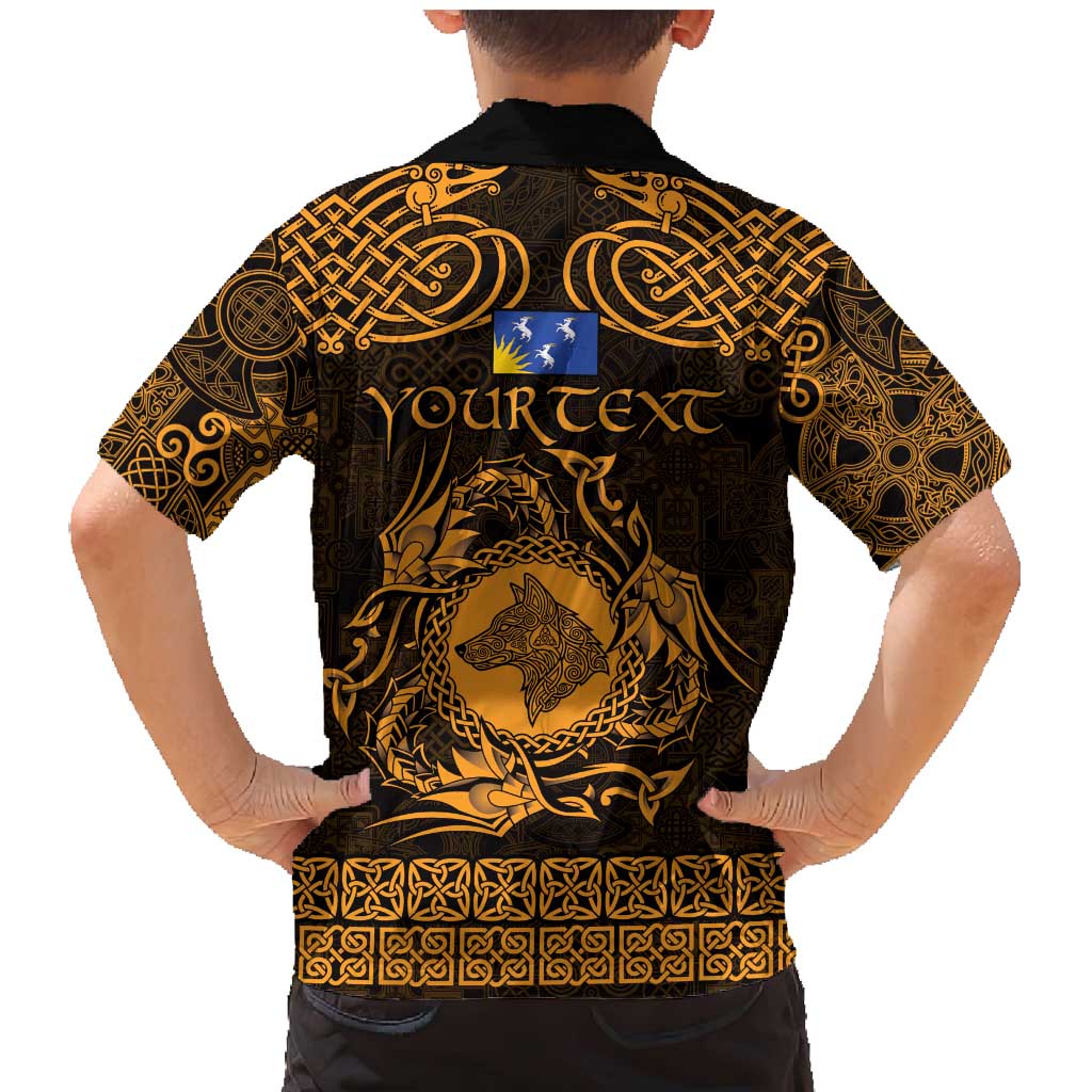 Personalized Merionethshire Meirionnydd Family Matching Mermaid Dress and Hawaiian Shirt Gold Wolf Celtic-inspired - Wonder Print Shop