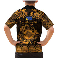 Personalized Merionethshire Meirionnydd Family Matching Mermaid Dress and Hawaiian Shirt Gold Wolf Celtic-inspired - Wonder Print Shop