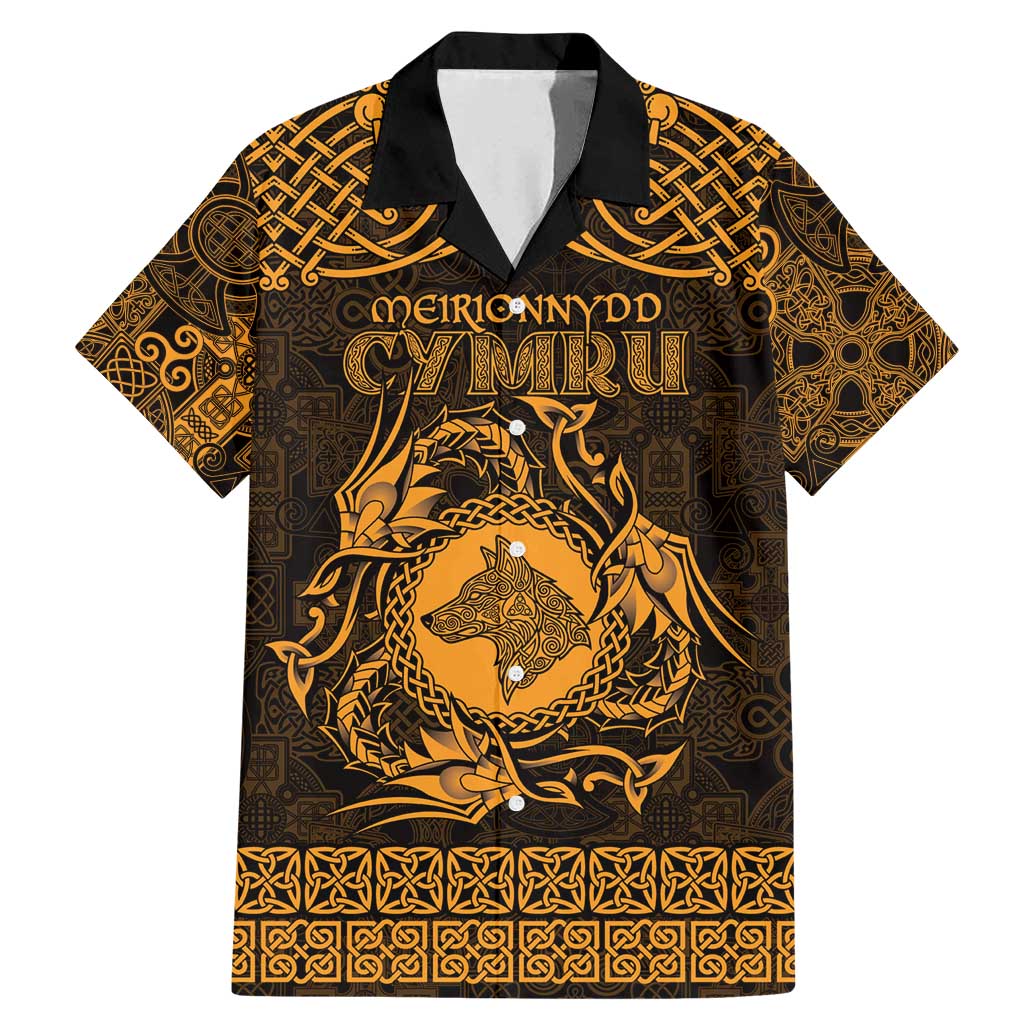 Personalized Merionethshire Meirionnydd Family Matching Mermaid Dress and Hawaiian Shirt Gold Wolf Celtic-inspired - Wonder Print Shop
