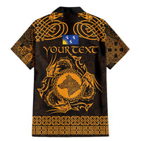 Personalized Merionethshire Meirionnydd Family Matching Mermaid Dress and Hawaiian Shirt Gold Wolf Celtic-inspired - Wonder Print Shop