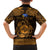 Personalized Merionethshire Meirionnydd Family Matching Off The Shoulder Long Sleeve Dress and Hawaiian Shirt Gold Wolf Celtic-inspired - Wonder Print Shop