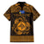 Personalized Merionethshire Meirionnydd Family Matching Off The Shoulder Long Sleeve Dress and Hawaiian Shirt Gold Wolf Celtic-inspired - Wonder Print Shop