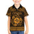 Personalized Merionethshire Meirionnydd Family Matching Off The Shoulder Long Sleeve Dress and Hawaiian Shirt Gold Wolf Celtic-inspired - Wonder Print Shop
