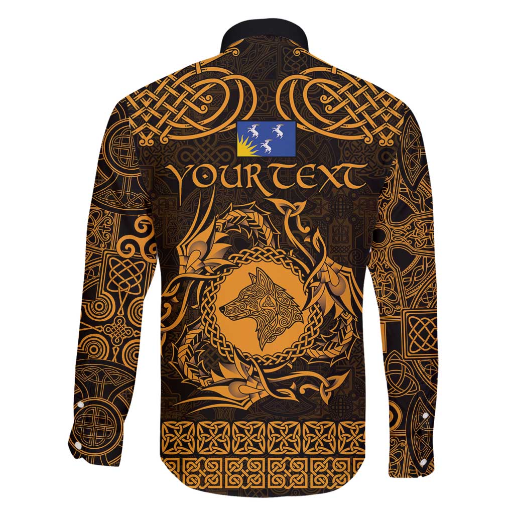 Personalized Merionethshire Meirionnydd Family Matching Off Shoulder Maxi Dress and Hawaiian Shirt Gold Wolf Celtic-inspired - Wonder Print Shop