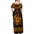 Personalized Merionethshire Meirionnydd Family Matching Off Shoulder Maxi Dress and Hawaiian Shirt Gold Wolf Celtic-inspired - Wonder Print Shop