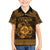 Personalized Merionethshire Meirionnydd Family Matching Off Shoulder Short Dress and Hawaiian Shirt Gold Wolf Celtic-inspired - Wonder Print Shop