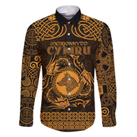 Personalized Merionethshire Meirionnydd Family Matching Short Sleeve Bodycon Dress and Hawaiian Shirt Gold Wolf Celtic-inspired - Wonder Print Shop