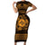 Personalized Merionethshire Meirionnydd Family Matching Short Sleeve Bodycon Dress and Hawaiian Shirt Gold Wolf Celtic-inspired - Wonder Print Shop