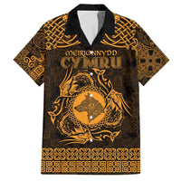 Personalized Merionethshire Meirionnydd Family Matching Summer Maxi Dress and Hawaiian Shirt Gold Wolf Celtic-inspired - Wonder Print Shop