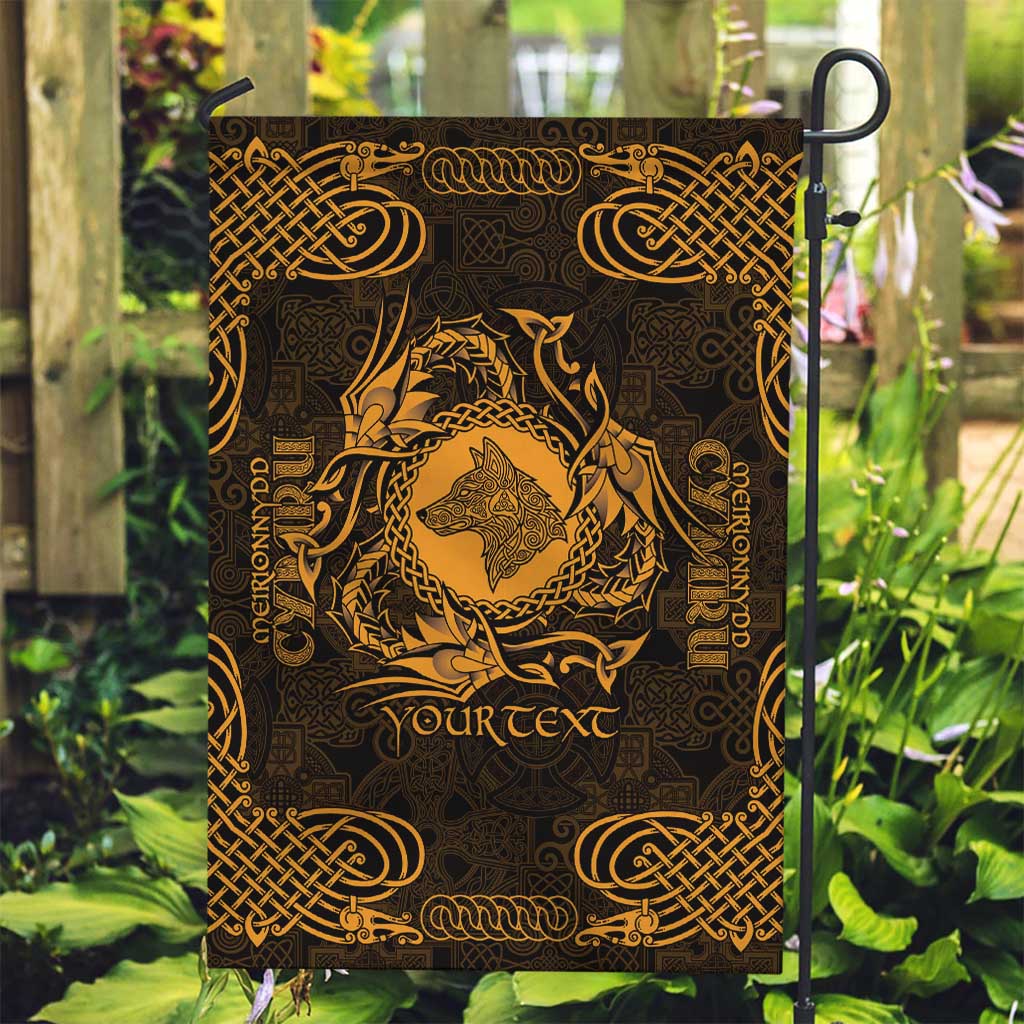 Personalized Merionethshire Meirionnydd Garden Flag Gold Wolf Celtic-inspired - Wonder Print Shop