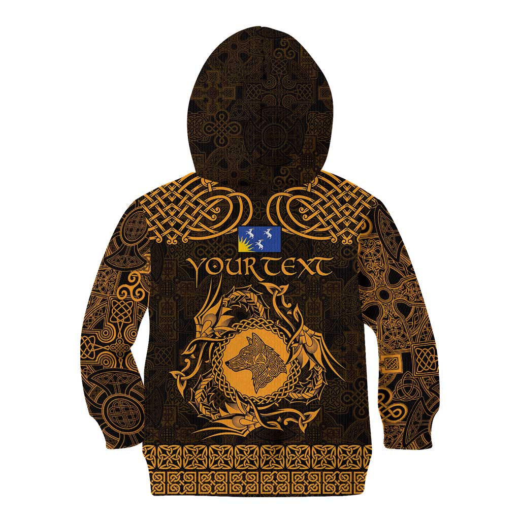 Personalized Merionethshire Meirionnydd Kid Hoodie Gold Wolf Celtic-inspired - Wonder Print Shop