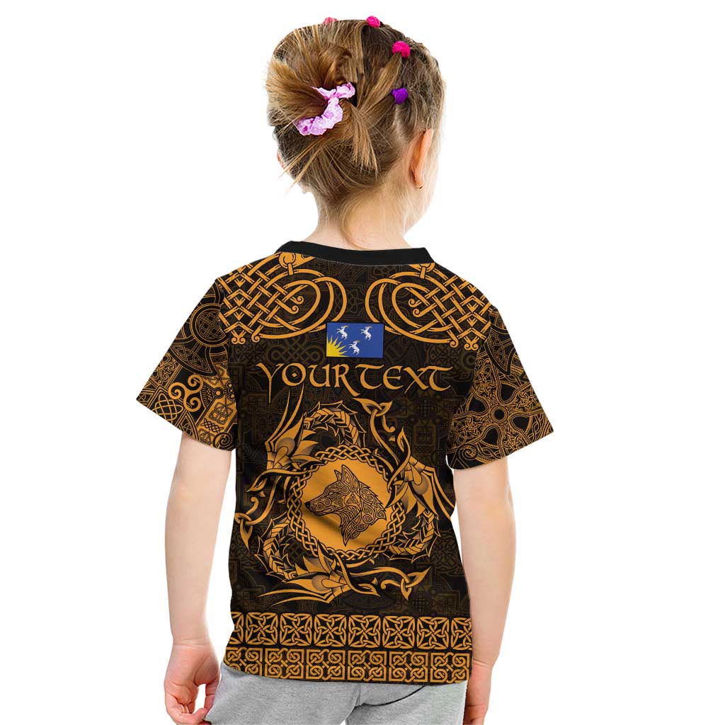 Personalized Merionethshire Meirionnydd Kid T Shirt Gold Wolf Celtic-inspired - Wonder Print Shop