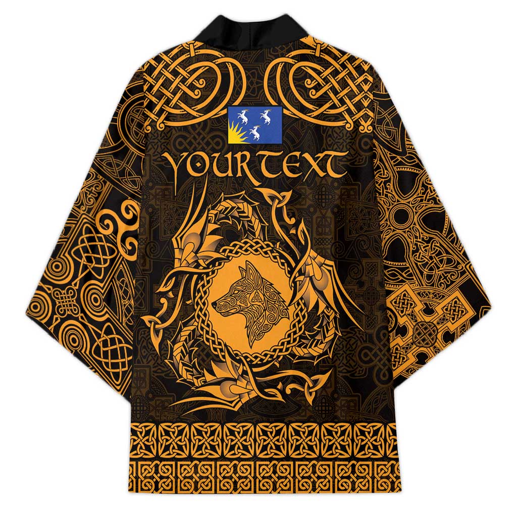 Personalized Merionethshire Meirionnydd Kimono Gold Wolf Celtic-inspired - Wonder Print Shop
