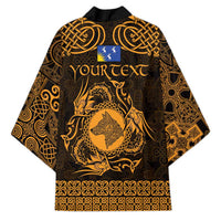 Personalized Merionethshire Meirionnydd Kimono Gold Wolf Celtic-inspired - Wonder Print Shop