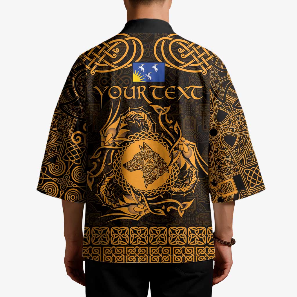 Personalized Merionethshire Meirionnydd Kimono Gold Wolf Celtic-inspired - Wonder Print Shop