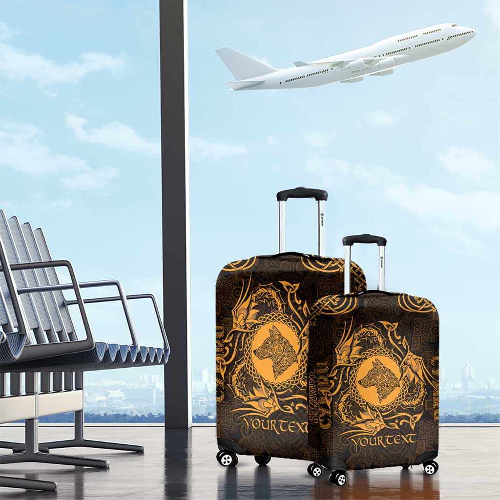 Personalized Merionethshire Meirionnydd Luggage Cover Gold Wolf Celtic-inspired - Wonder Print Shop