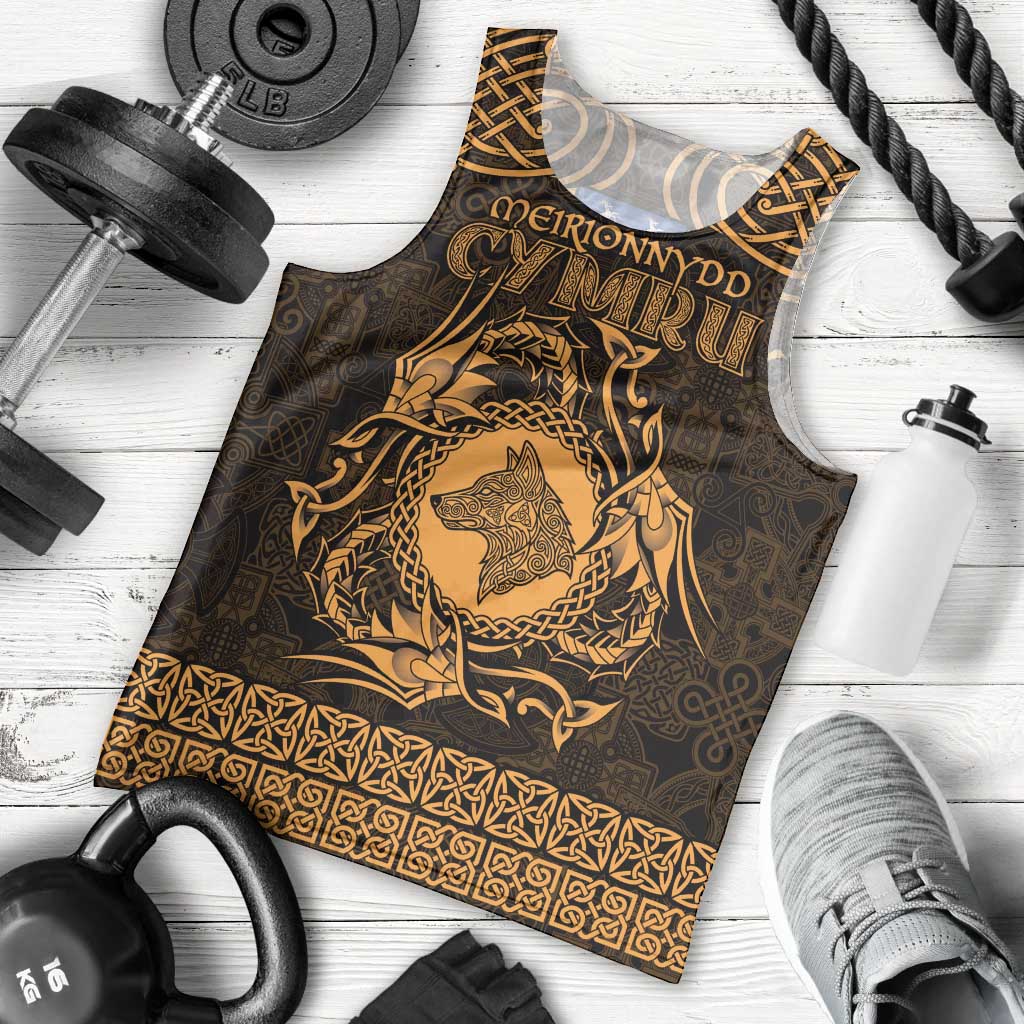 Personalized Merionethshire Meirionnydd Men Tank Top Gold Wolf Celtic-inspired - Wonder Print Shop