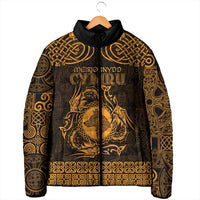 Personalized Merionethshire Meirionnydd Padded Jacket Gold Wolf Celtic-inspired - Wonder Print Shop
