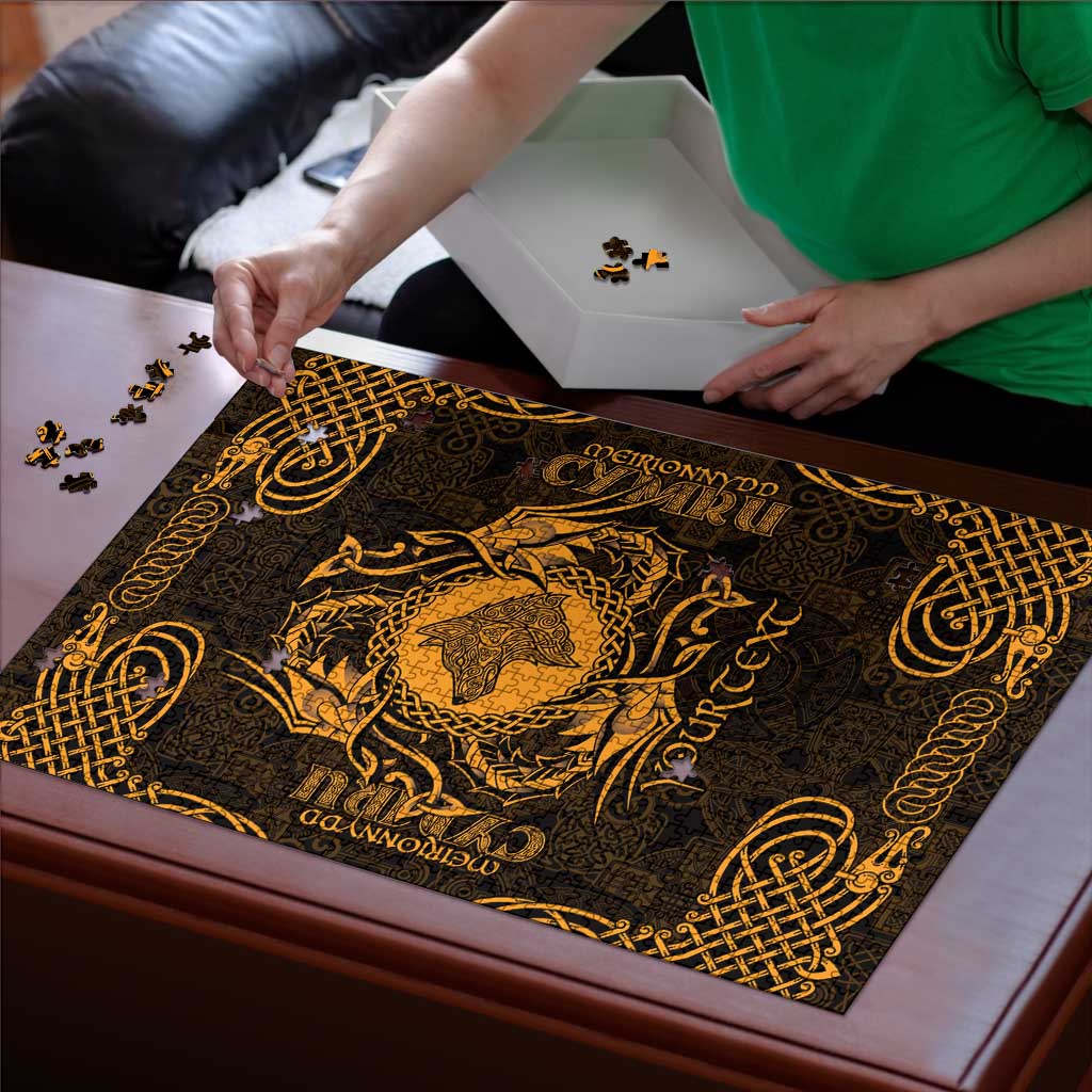 Personalized Merionethshire Meirionnydd Puzzle Gold Wolf Celtic-inspired - Wonder Print Shop