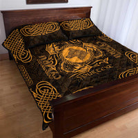 Personalized Merionethshire Meirionnydd Quilt Bed Set Gold Wolf Celtic-inspired - Wonder Print Shop