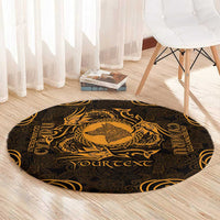 Personalized Merionethshire Meirionnydd Round Carpet Gold Wolf Celtic-inspired - Wonder Print Shop