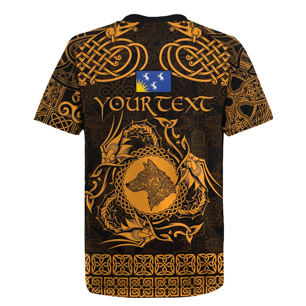 Personalized Merionethshire Meirionnydd Rugby Jersey Gold Wolf Celtic-inspired - Wonder Print Shop