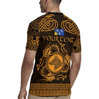 Personalized Merionethshire Meirionnydd Rugby Jersey Gold Wolf Celtic-inspired - Wonder Print Shop