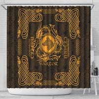 Personalized Merionethshire Meirionnydd Shower Curtain Gold Wolf Celtic-inspired - Wonder Print Shop