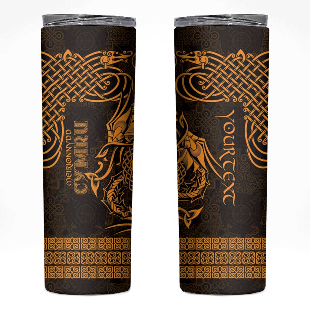 Personalized Merionethshire Meirionnydd Skinny Tumbler Gold Wolf Celtic-inspired - Wonder Print Shop