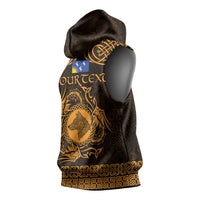 Personalized Merionethshire Meirionnydd Sleeveless Hoodie Gold Wolf Celtic-inspired - Wonder Print Shop