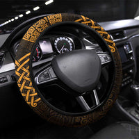 Merionethshire Meirionnydd Steering Wheel Cover Gold Wolf Celtic-inspired - Wonder Print Shop