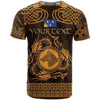 Personalized Merionethshire Meirionnydd T Shirt Gold Wolf Celtic-inspired - Wonder Print Shop