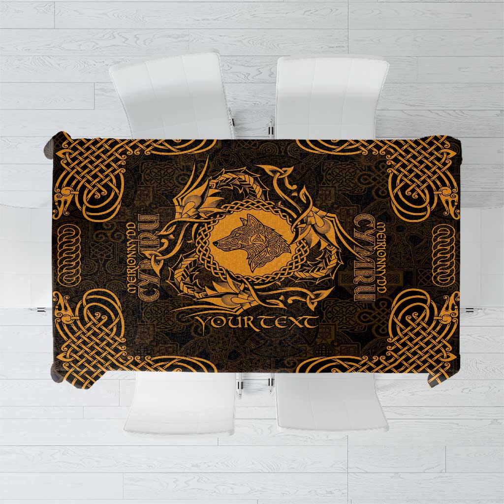 Personalized Merionethshire Meirionnydd Tablecloth Gold Wolf Celtic-inspired - Wonder Print Shop