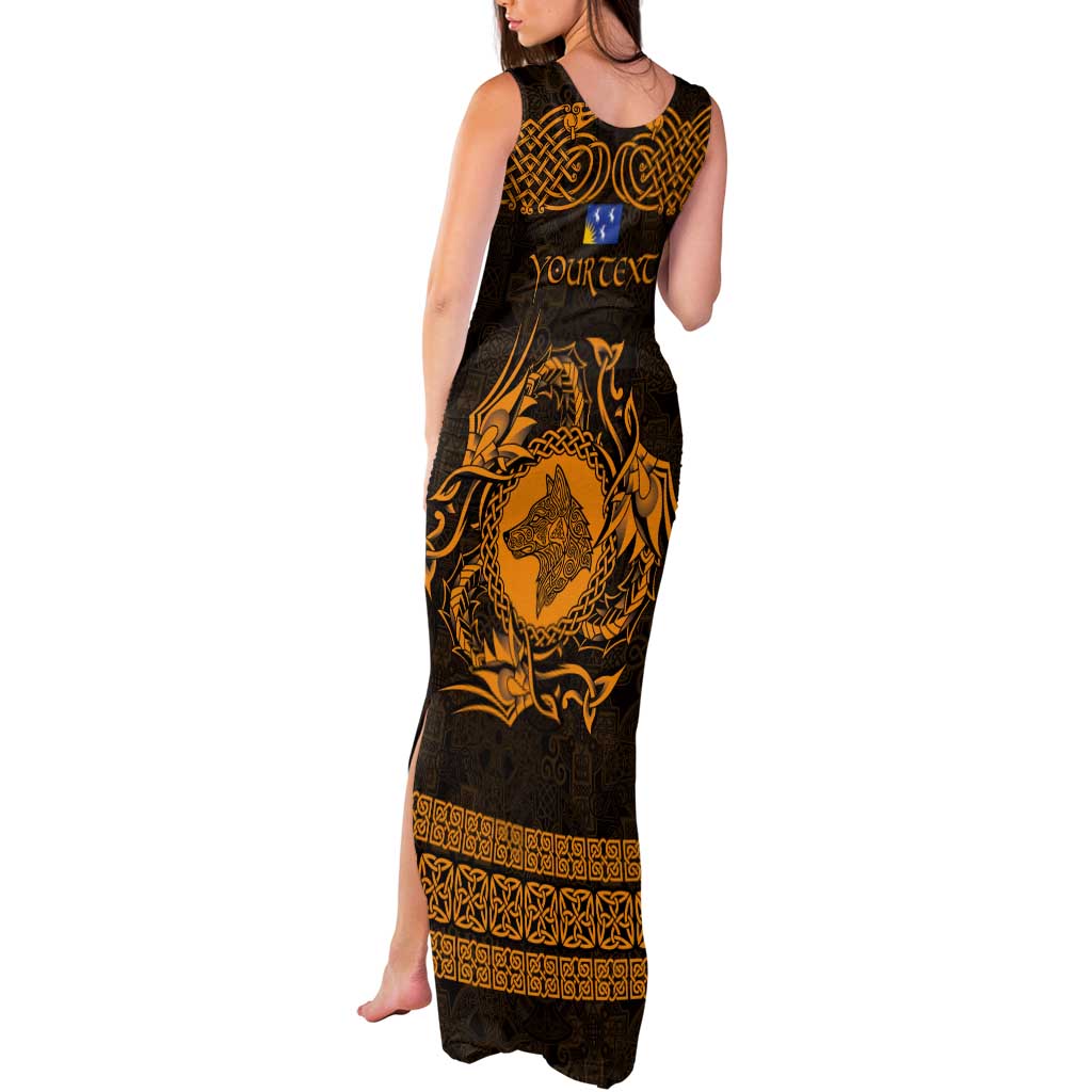 Personalized Merionethshire Meirionnydd Tank Maxi Dress Gold Wolf Celtic-inspired - Wonder Print Shop