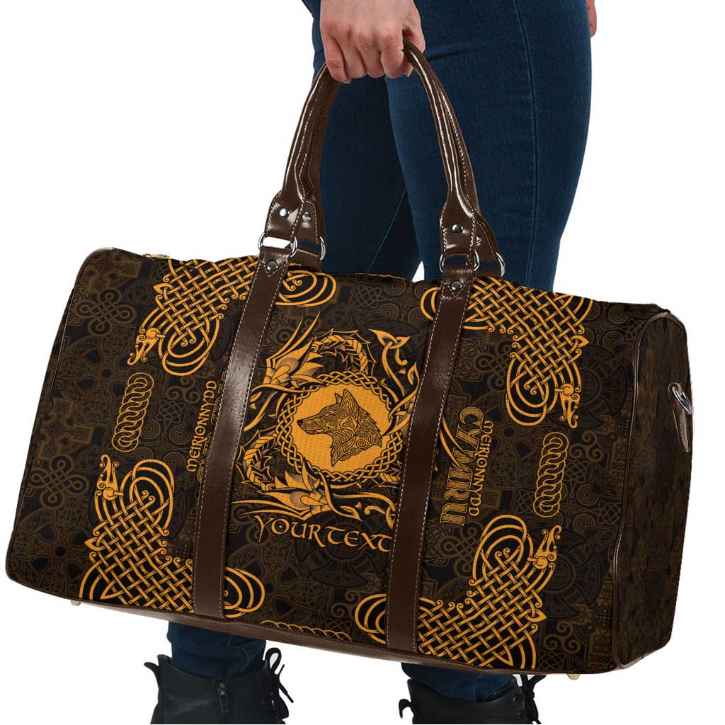 Personalized Merionethshire Meirionnydd Travel Bag Gold Wolf Celtic-inspired - Wonder Print Shop