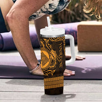 Personalized Merionethshire Meirionnydd Tumbler With Handle Gold Wolf Celtic-inspired - Wonder Print Shop