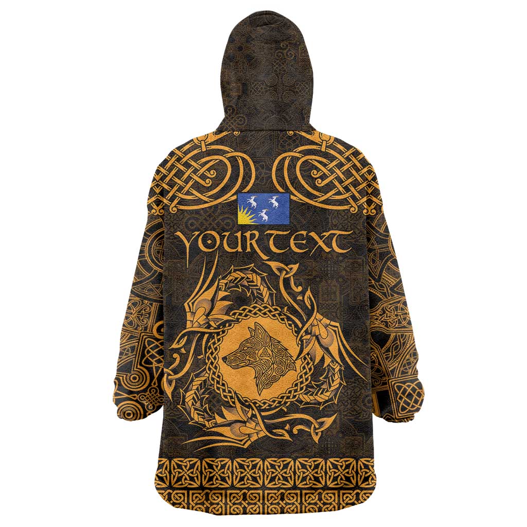 Personalized Merionethshire Meirionnydd Wearable Blanket Hoodie Gold Wolf Celtic-inspired - Wonder Print Shop