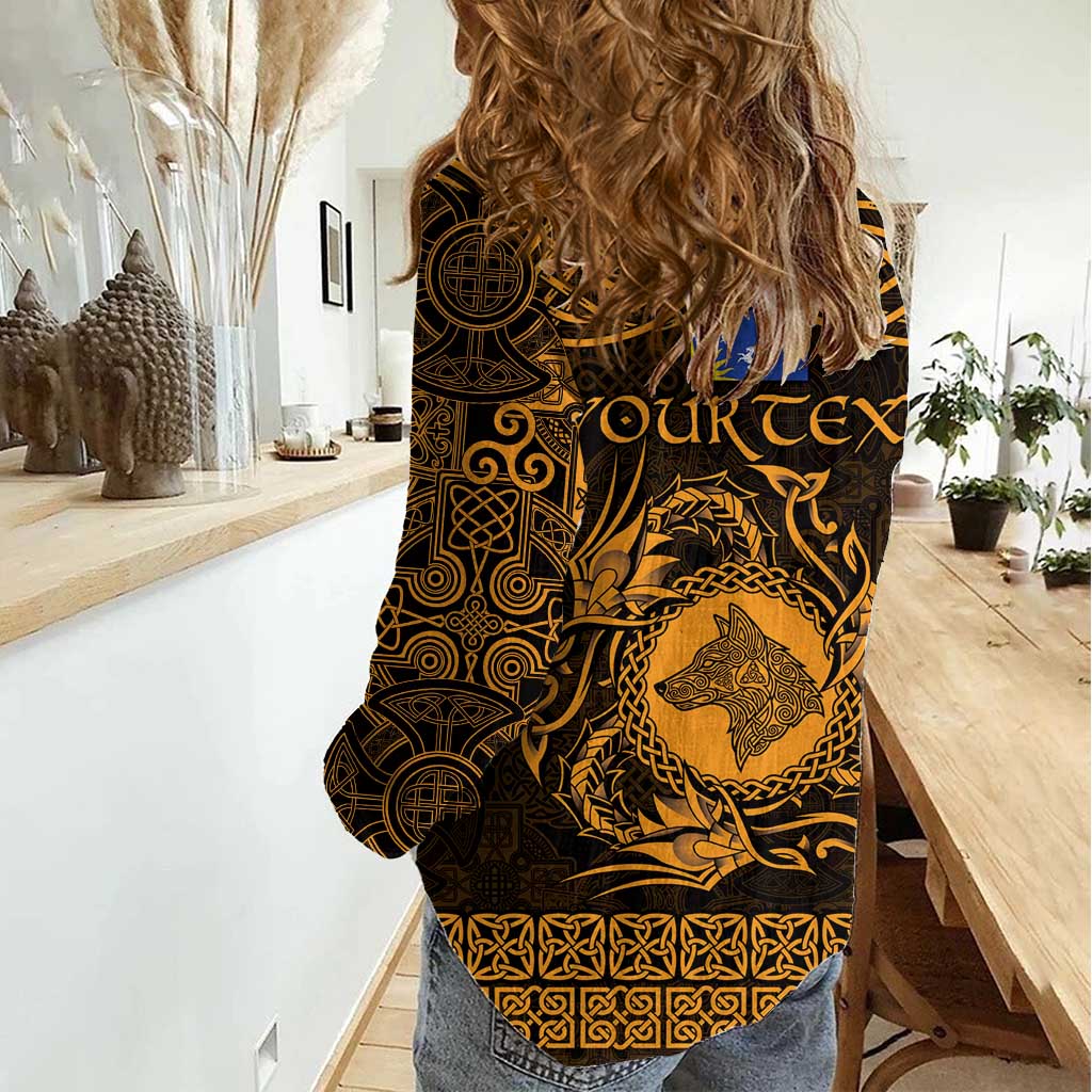 Personalized Merionethshire Meirionnydd Women Casual Shirt Gold Wolf Celtic-inspired - Wonder Print Shop