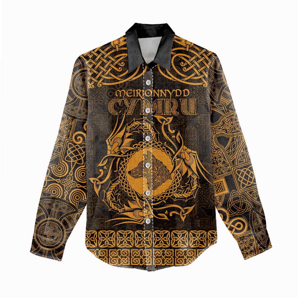 Personalized Merionethshire Meirionnydd Women Casual Shirt Gold Wolf Celtic-inspired - Wonder Print Shop