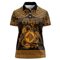 Personalized Merionethshire Meirionnydd Women Polo Shirt Gold Wolf Celtic-inspired - Wonder Print Shop