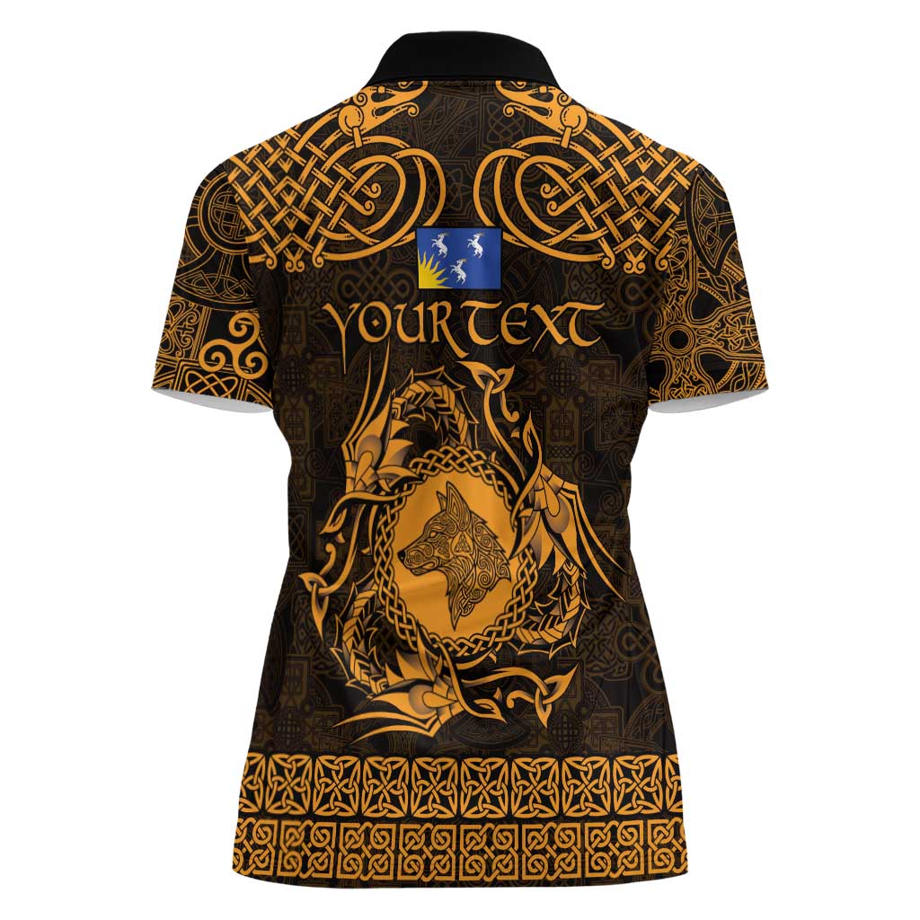 Personalized Merionethshire Meirionnydd Women Polo Shirt Gold Wolf Celtic-inspired - Wonder Print Shop