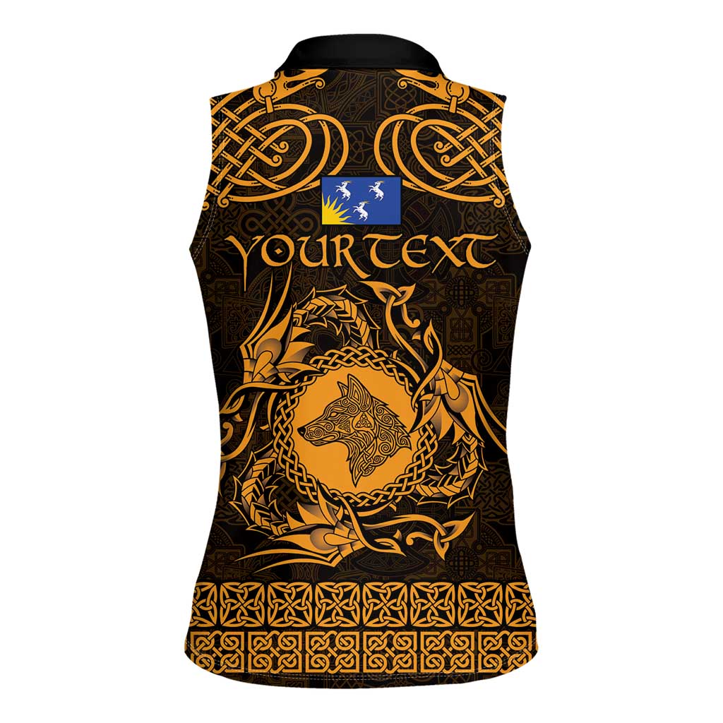 Personalized Merionethshire Meirionnydd Women Sleeveless Polo Shirt Gold Wolf Celtic-inspired - Wonder Print Shop