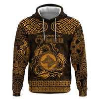 Personalized Merionethshire Meirionnydd Zip Hoodie Gold Wolf Celtic-inspired - Wonder Print Shop